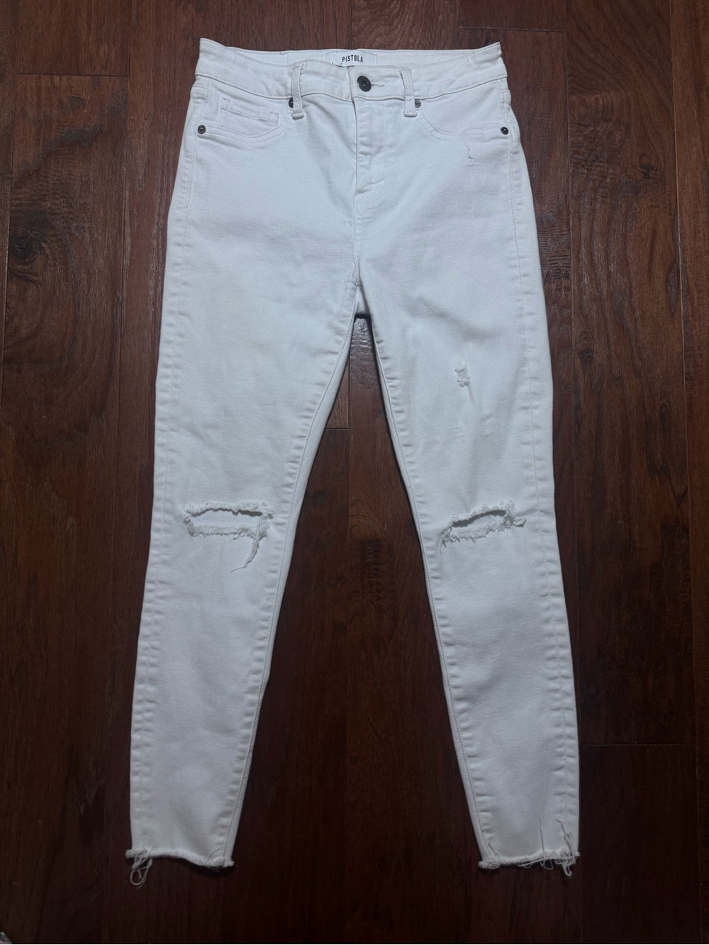 PISTOLA  White High-Rise Distressed Skinny Jeans! Size 28!